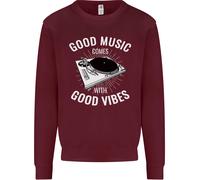 Good Music Vibes Dj Decks Vinile Giradischi Uomo Felpa Maglione