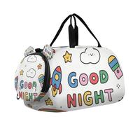 Good Night - Borsone da palestra con motivo a razzi colorati, con scomparto per scarpe, multifunzionale, per la notte, weekender, borsa da viaggio per viaggi, nuoto, danza, danza