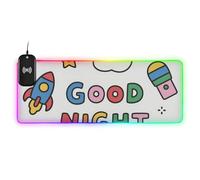 Good Night Cartoon Colorful Rocket Wirel Charging Glowing Mouse pad Grandi scrivanie non lavabili 89,9 x 39,9 cm Cool Mousepad