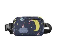 Good Night - Marsupio nero alla moda per donne e uomini, mini marsupio con cinghia regolabile per ciclismo, escursionismo, palestra, Buona notte nero, 1 size