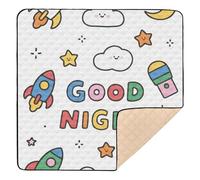 Good Night - Tappetino da gioco per bambini con razzi colorati, grande, robusto, atossico, imbottito, per bambini, 127 x 127 cm