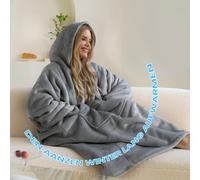 Good Nite 1/2 Set Sherpa Cuddle coperta manica + felpa con cappuccio maglione coccole coperta con tasche PER DONNE