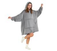 Good Nite Coperta accogliente con maniche Coperta con cappuccio con maniche pullover Donna Felpa con cappuccio oversize con tasche Sherpa Snuggle Grey