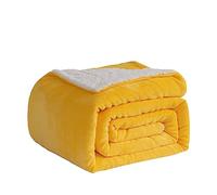 Good Nite Coperta in pile Sherpa di flanella, morbida, soffice, reversibile, in microfibra, per letto, divano e viaggi, 230 x 270 cm (giallo, super king size)