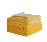 Good Nite Coperta in pile Sherpa, reversibile, 200 x 230 cm, soffice e calda, per letto domestico e in viaggio (giallo, king size)