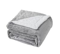 Good Nite Coperta in pile Sherpa reversibile, 230 x 270 cm, soffice e calda, per letto domestico e in viaggio (grigio, super king size)