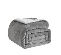 Good Nite Coperta per divano, 150 x 200 cm, soffice coperta in pile Sherpa, per divani, copriletto, coperta da viaggio, morbida, lavabile in lavatrice (matrimoniale, grigio)