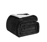 Good Nite Coperta per divano, 150 x 200 cm, soffice coperta in pile Sherpa, per divani, copriletto, coperta da viaggio, morbida, lavabile in lavatrice (matrimoniale, nero)