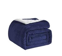 Good Nite Coperta per divano, 230 x 270 cm, soffice coperta in pile Sherpa, per divani, copriletto, coperta da viaggio, morbida, lavabile in lavatrice (super king, blu navy)