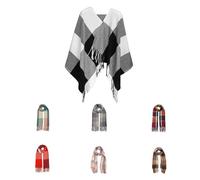 Good Nite Sciarpa Donna Uomo Invernale Autunnale Foulard Caldo Pashmina Stola a Scacchi Grande Calda e Morbida Versatile ed Elegante(Nero,200x60cm)