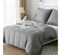 Good Nite Set di biancheria da letto 135 x 200 cm, 2 pezzi, in microfibra, con chiusura lampo, 1 copripiumino da 135 x 200 cm + 1 federa da 80 x 80 cm, grigio