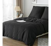 Good Nite Set di biancheria da letto 135 x 200 cm, 2 pezzi, in microfibra, con chiusura lampo, 1 copripiumino da 135 x 200 cm + 1 federa da 80 x 80 cm, colore nero