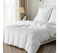 Good Nite Set di biancheria da letto 135 x 200 cm, 2 pezzi, in microfibra, con chiusura lampo, 1 copripiumino 135 x 200 cm + 1 federa 80 x 80 cm, bianco