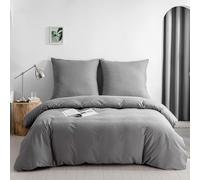Good Nite Set di biancheria da letto, 2 pezzi, 100% poliestere, in microfibra, confortevole, con chiusura lampo, 1 copripiumino in tinta unita + 1 federa (antracite, 135 x 200 cm + 80 x 80 cm x 1)