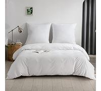 Good Nite Set di biancheria da letto, 3 pezzi, 100% poliestere, in microfibra, confortevole, con chiusura lampo, 1 copripiumino in tinta unita + 2 federe (bianco, 135 x 200 cm + 80 x 80 cm x 1)