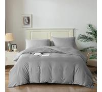 Good Nite Set di biancheria da letto, copripiumino con federe, in morbida microfibra, (grigio chiaro, king 230 x 200 cm)