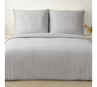 Good Nite Set di biancheria da letto 240 x 220 cm, grigio a righe, in microfibra, 240 x 220 cm + 2 federe 80 x 80 cm, biancheria da letto con chiusura lampo (grigio, 240 x 220 cm + 80 x 80 cm x 2)
