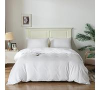 Good Nite Set di biancheria da letto matrimoniale, copripiumino con federe, in morbida microfibra, lavabile in lavatrice (bianco, matrimoniale 200 x 200 cm)