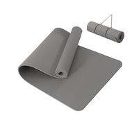 Good Nite Tappetino da yoga spesso 10 mm, in TPE, per donne e uomini, antiscivolo, per palestra e pilates, 183 x 61 x 1 cm, colore grigio