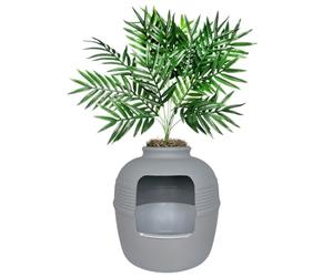 Good Pet Stuff, Kit originale per lettiera nascosta e fodera riutilizzabile, rotondo, recintato, con piante artificiali, sistema di filtraggio degli odori al carbone ventilato, muschio per fioristi,