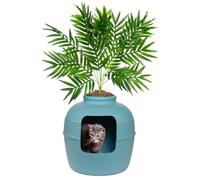 Good Pet Stuff, Kit originale per lettiera nascosta, rotondo, recintato, con piante artificiali, sistema di filtraggio degli odori al carbone ventilato, muschio per fioristi, facile da pulire, colore