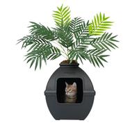 Good Pet Stuff, The Courtyard - Lettiera nascosta, per piante artificiali e lettiera quadrata chiusa, ventilata e filtro antiodore, facile da pulire, in pelle scamosciata nera