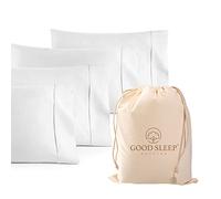 Good Sleep Bedding Federe per cuscino 100% egiziano, 1000 fili, 100% cotone, tessuto rasatello, 4 pezzi, misura Queen/standard, bianco