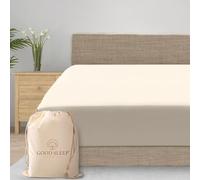 Good Sleep Bedding Lenzuolo con Angoli King Size a 800 Fili con Elastico tutt'intorno 100% Cotone Egiziano Tessuto Rasato, Fino a 18 Pollici Avorio