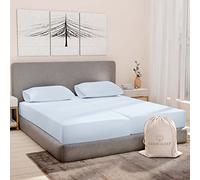 Good Sleep Bedding Set lenzuola in cotone 1000 fili 100% cotone egiziano satinato, 2 lenzuoli con angoli da 40,6 cm, 5 pezzi, colore: azzurro