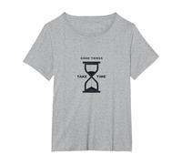 Good Things Take Time Clessidra Inspirational Maglietta, Donna Plus-Size, Grigio Melange, 1X