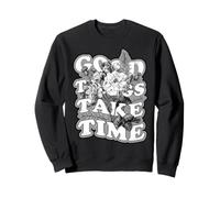Good Things Take Time - Grafica Floreale Botanica con Citazione Felpa