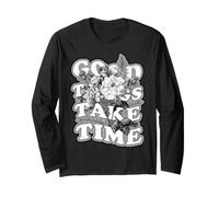 Good Things Take Time - Grafica Floreale Botanica con Citazione Maglia a Manica