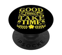 Good Things Take Time Tipografia vintage - Citazione pazienza PopSockets PopGrip Adesivo