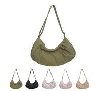 Good Totes Croissant Bag, Goodtotes Crescent Crossbody Bags, Casual Retro Commuter Canvas Bag (Green)