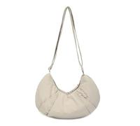 Good Totes Croissant Bag, Large Croissant Sling, Nylon Waterproof Croissant Bag, Large Fashion Nylon Satchel for Women (Beige)