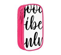 Good Vibes - Astuccio con stampa, pratico astuccio multi-scomparto per ufficio, viaggi, scuola, arte e uso quotidiano, rosa, Taglia unica, Con tasca per il