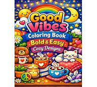 Good Vibes Coloring Book: Bold & Easy Cozy Designs: Relaxing Cozy Coloring Pages for Stress Relief and Mindfulness