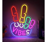 Good Vibes - Luce al neon Yeah Good Vibes per decorazione da parete, dimmerabile, alimentata tramite USB, con interruttore ON/OFF, luce LED colorata per camera da letto, asilo nido, club, bar e