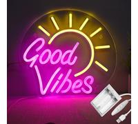 Good Vibes Neon-Schild, Batteria o USB Betriebene Neon-Schilder für Wanddekoration, Einstellbare Helligkeit Good Vibes Schild (32,5 x 30 cm)