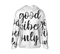 Good Vibes Only - Felpa con cappuccio a maniche lunghe, leggera, traspirante, con tasche interne, Nero , 3XL