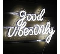 Good Vibes Only Insegna al Neon Bianca Segno di luce LED Insegne luminose al Neon Insegne a LED con lettere Acriliche per Decorazioni per feste da parete per camera da letto 16,5"X9"