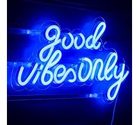 Good Vibes Only Insegna al Neon Segno di luce LED Blu Insegne luminose al Neon Insegne a LED con lettere Acriliche per Decorazioni per feste da parete per camera da letto 16,5"X9"