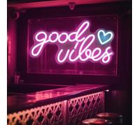 Good Vibes Targa al neon,Insegna al Neon Led Personalizzata,USB, luce al neon, decorazione da parete a LED,Parete Scritta Luminosa Personalizzata per Feste Compleanno Matrimoni Negozi Bar (Rosa 1)
