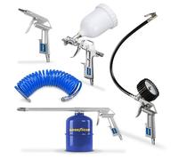 Good Year - Kit di 5 accessori per compressore d'aria: pistola di soffiaggio, gonfiatore con manometro da 0 a 8 bar, pistola per vernice da 600 ml, pistola per olio da 900 ml e tubo a spirale da 5 m