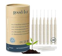 Good4u® - 40 spazzole interdentali biodegradabili, manico in PLA vegetale, spazzolino interdentale per la pulizia profonda di spazi stretti e ortodonzia, stuzzicadenti ecologici (0,4 mm)