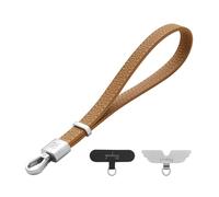 GOODAYY Cordino Cellulare da Polso in Pelle Genuina, Regolabile con Ultra Sottile Clip in Metallo e Nylon, Accessorio Antifurto per Cellulare con Confezione Elegante (Classico, Marrone)