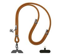 GOODAYY Cordino del Telefono Cellulare, Cinturino Regolabile del Telefono con 1 Metallo e 1 Nylon Patch Durevole, Accessori del Telefono Universale Cordino Rimovibile (Metallo grigio opaco, Marrone)