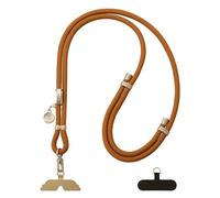 GOODAYY Cordino del Telefono Cellulare, Cinturino Regolabile del Telefono con 1 Metallo e 1 Nylon Patch Durevole, Accessori del Telefono Universale Cordino Rimovibile (Metallo oro opaco, Marrone)