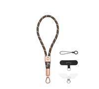 GOODAYY Cordino Telefono da Polso, Cordino per Cellulare Elastico Regolabile Cinturino da Polso del Telefono con Patch Linguetta in Metallo e Nylon, Cordino Universale del Telefono (Marrone)