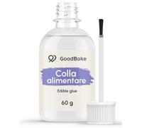 GoodBake Colla alimentare con pennellino, colla commestibile per decorazioni di torte, per la pasticceria, fondente e marzapane, vegana e senza glutine, trasparente (60 g)